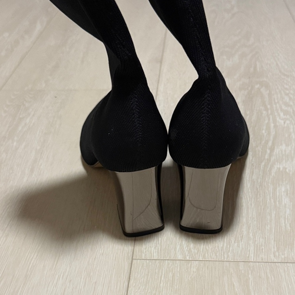 Zara Black Glove Knit Fabric Heeled Boots - Picture 11 of 11